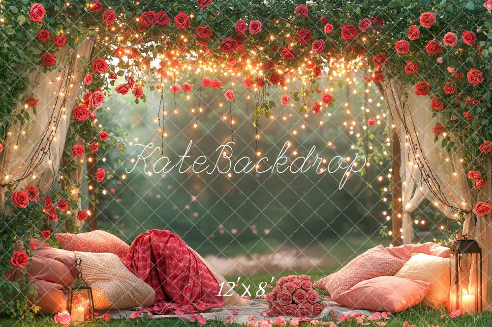 Kate Valentine Rose Arch Fairy Lights Garden Backdrop Designed by Emetselch - Image 8