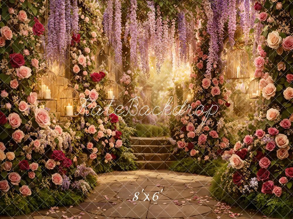 Kate Rose Garden Candle Lantern Stone Backdrop Designed by Emetselch - Image 3