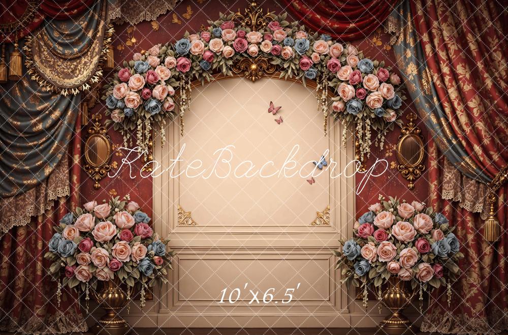 Kate Roses Arch Curtains Vintage Wall Backdrop Designed by Mini MakeBelieve - Image 4