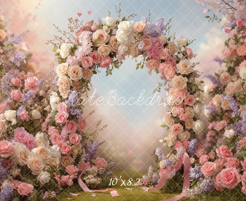 Kate Roses Arch Pastel Garden Fleece Backdrop Designed by Emstselch - Image 3