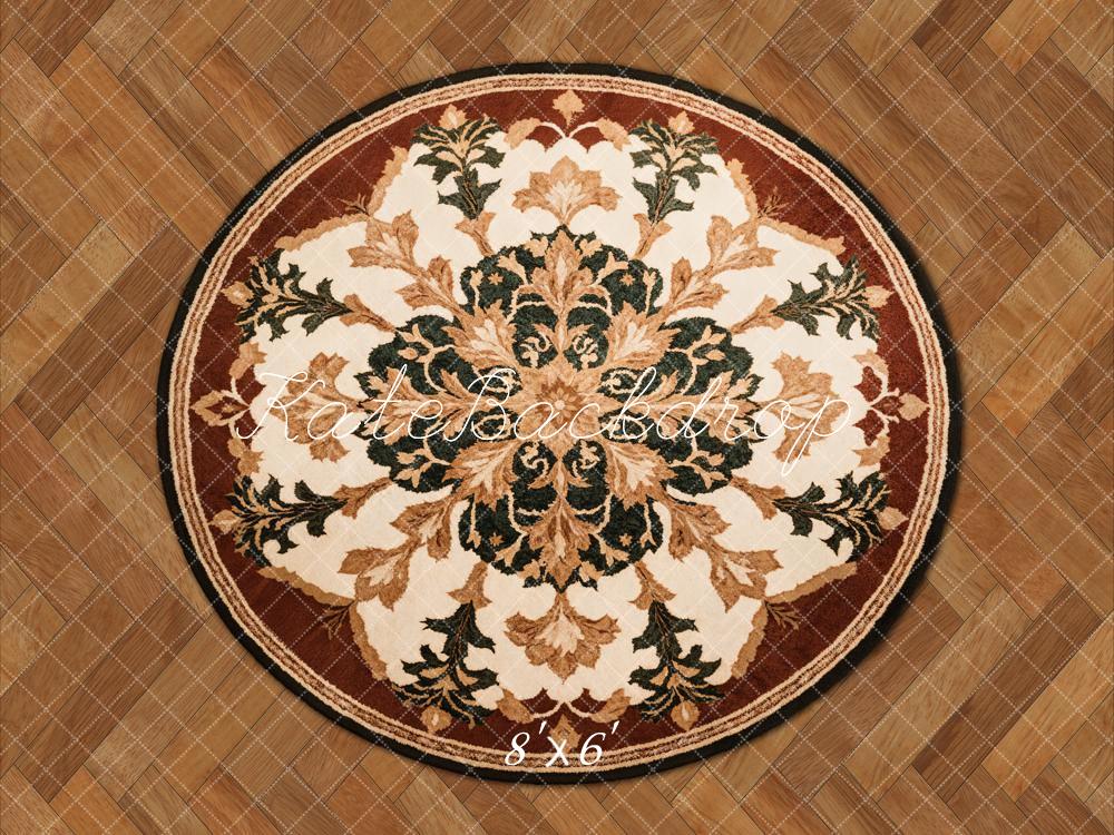 Kate Round Retro Floral Rug Floor Backdrop Designed by Emetselch - Image 3
