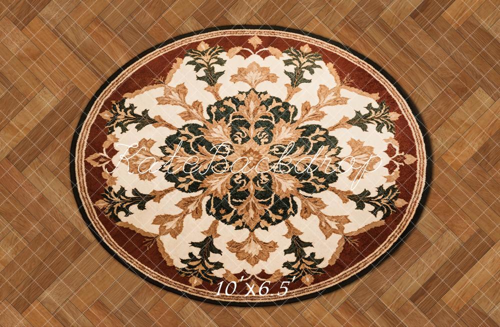 Kate Round Retro Floral Rug Floor Backdrop Designed by Emetselch - Image 5