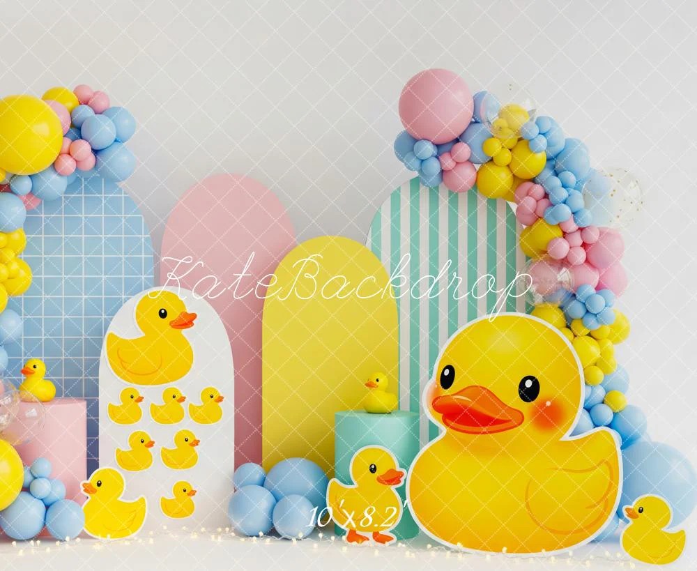 Kate Rubber Duck Balloons Pastel Panels Fleece Backdrop Designed by Patty Robert - Image 3