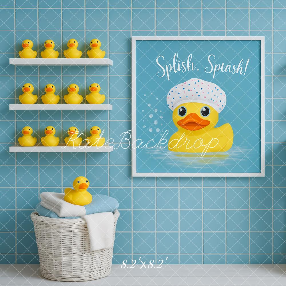 Kate Duck Bathrobe Blue Tiles Backdrop Designed by Patty Robert - Image 5