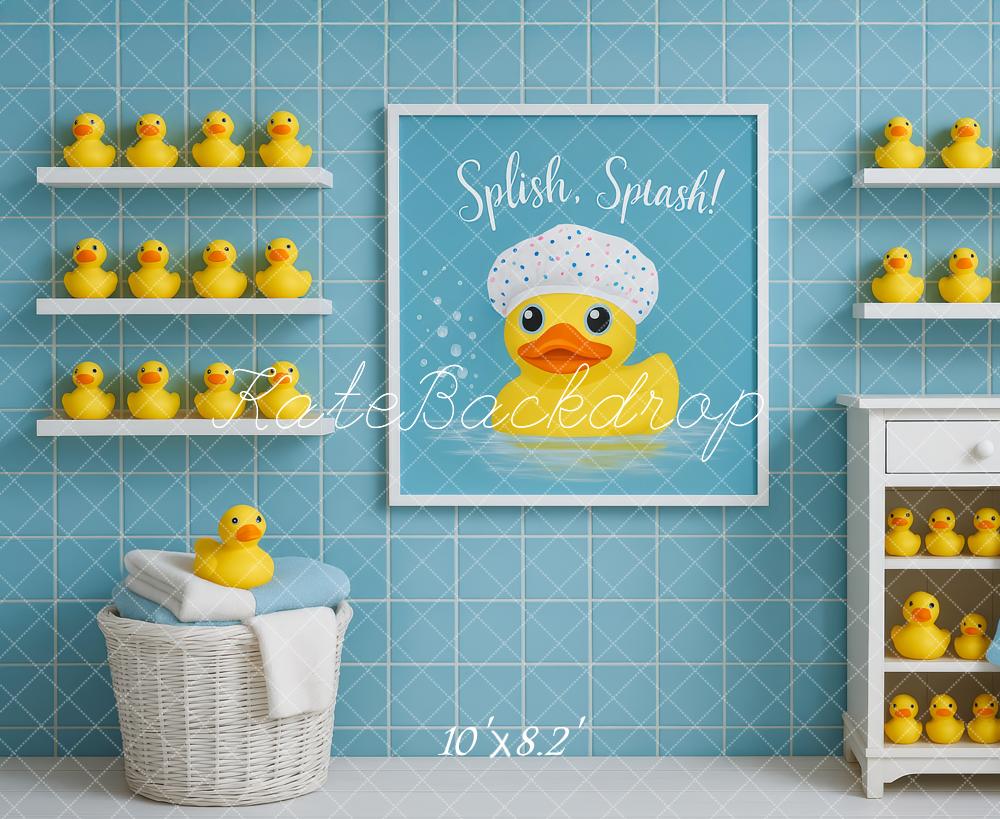Kate Duck Bathrobe Blue Tiles Backdrop Designed by Patty Robert - Image 6
