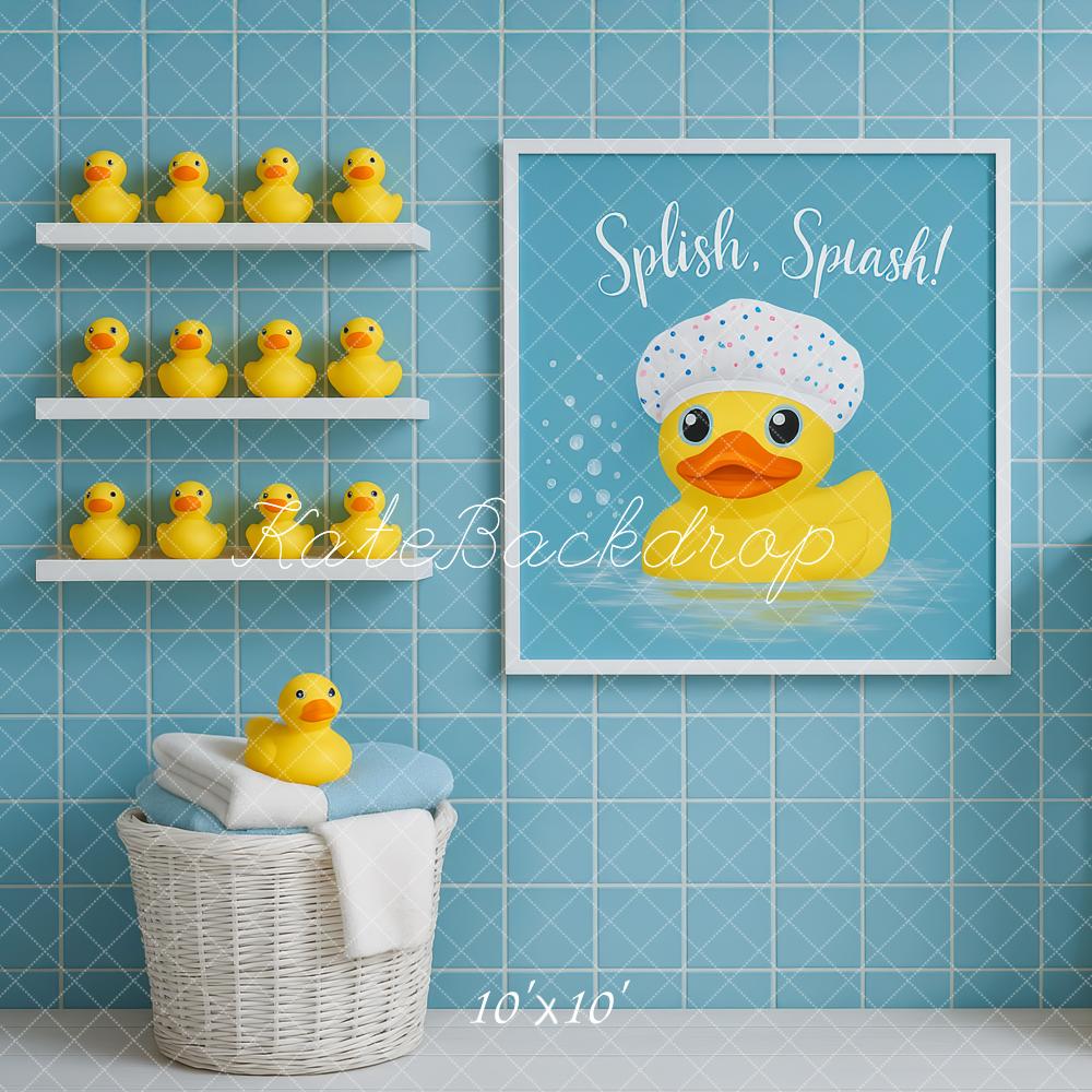 Kate Duck Bathrobe Blue Tiles Backdrop Designed by Patty Robert - Image 7
