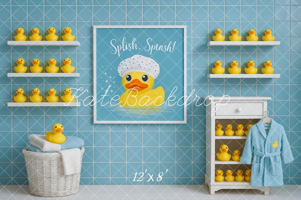 Kate Duck Bathrobe Blue Tiles Backdrop Designed by Patty Robert - Image 8