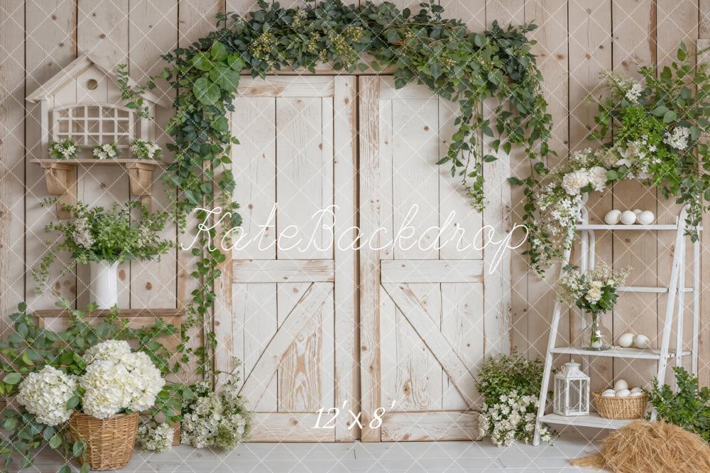 Kate Rustic Barn Door Greenery Ladder Fleece Backdrop Designed by Emstselch - Image 4