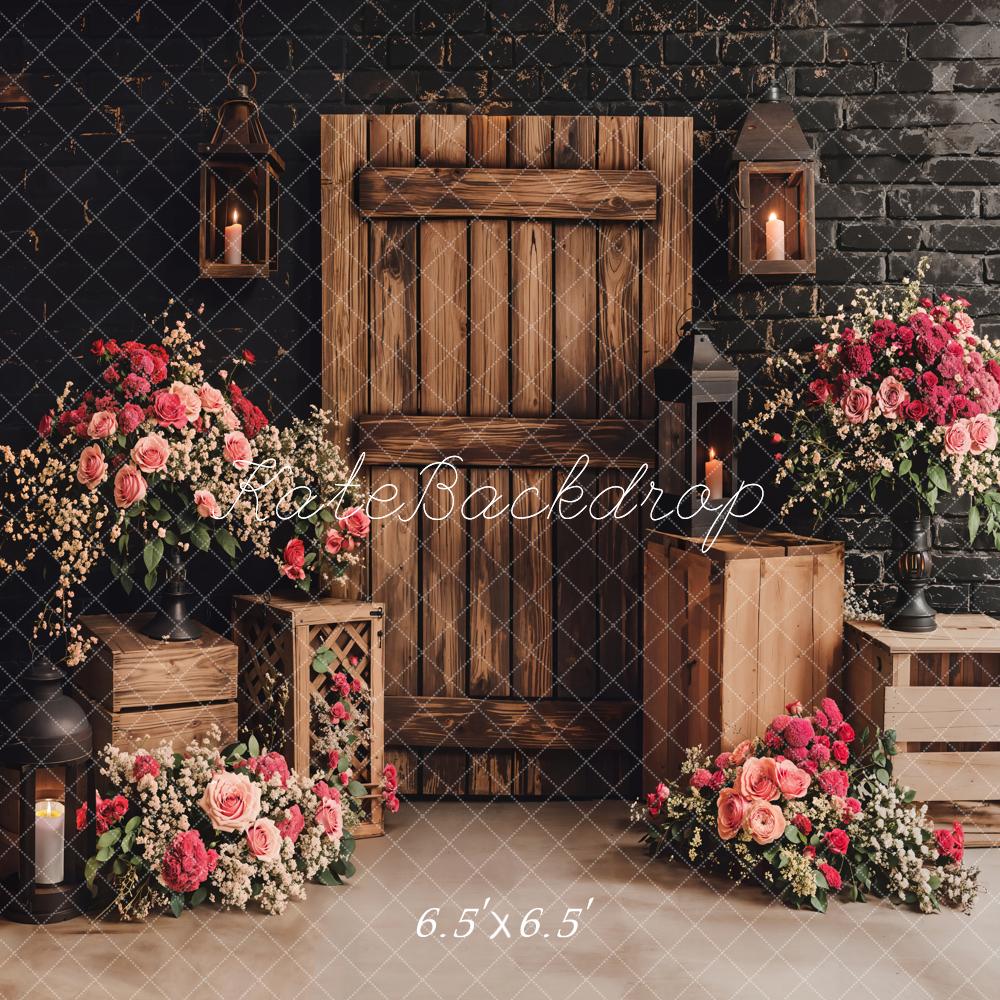 Kate Rustic Floral Wooden Door Backdrop Designed by Emetselch - Image 2
