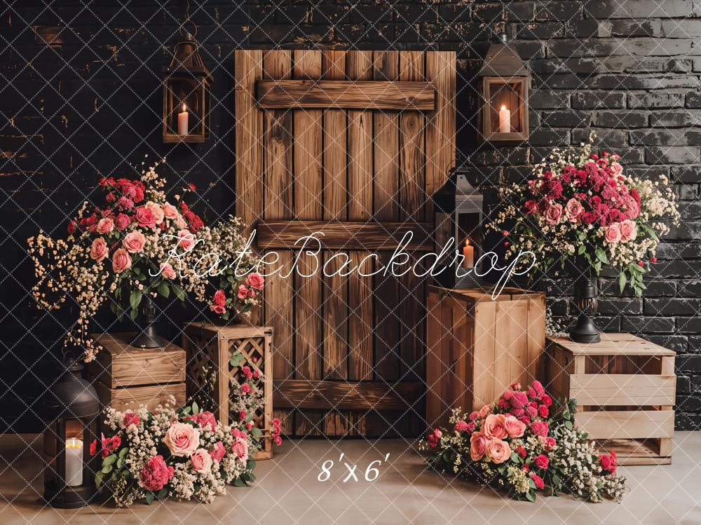 Kate Rustic Floral Wooden Door Backdrop Designed by Emetselch - Image 3