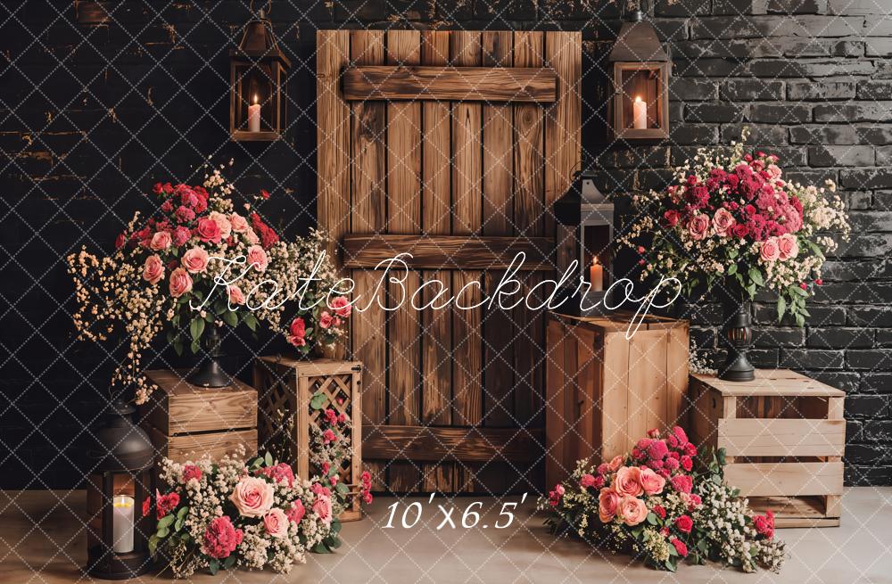 Kate Rustic Floral Wooden Door Backdrop Designed by Emetselch - Image 4