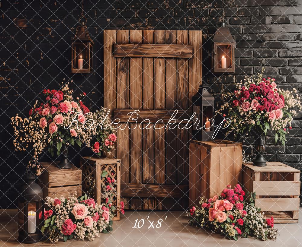 Kate Rustic Floral Wooden Door Backdrop Designed by Emetselch - Image 6