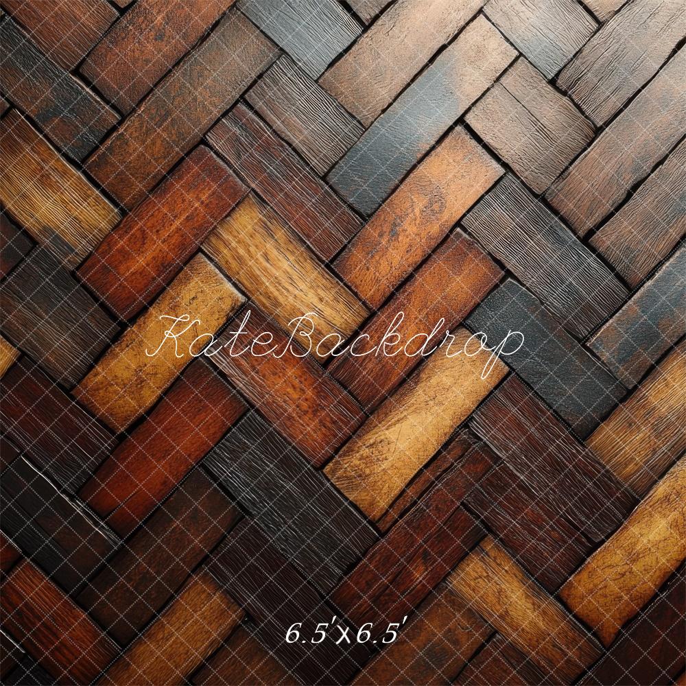 Kate Rustic Herringbone Wood Floor Backdrop Designed by Mini MakeBelieve - Image 2
