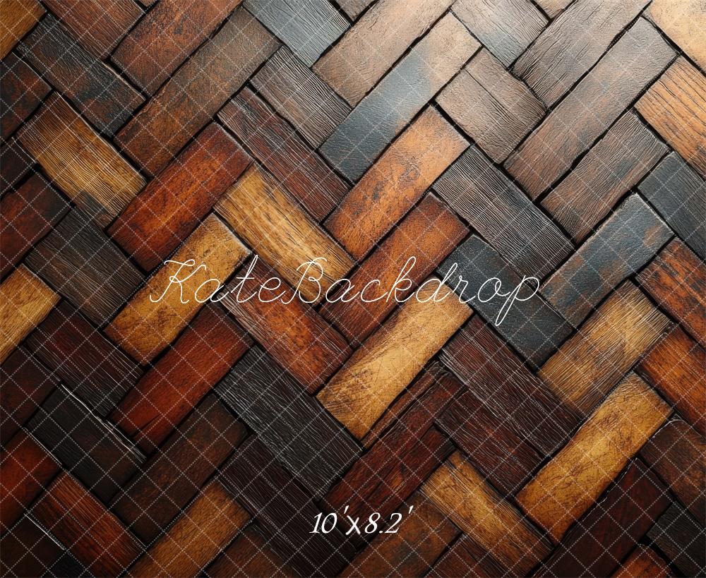 Kate Rustic Herringbone Wood Floor Backdrop Designed by Mini MakeBelieve - Image 5