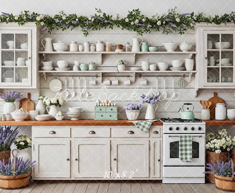 Kate Rustic Kitchen Floral Garland Fleece Backdrop Designed by Patty Robert - Image 3