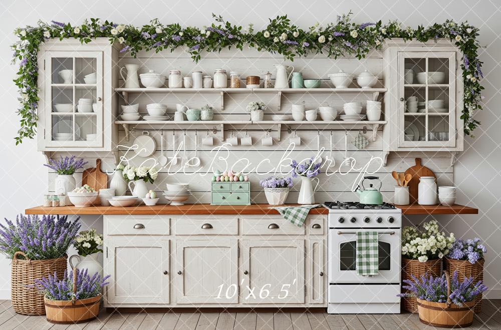Kate Rustic Kitchen Lavender White Cabinets Backdrop Designed by Patty Robert - Image 4