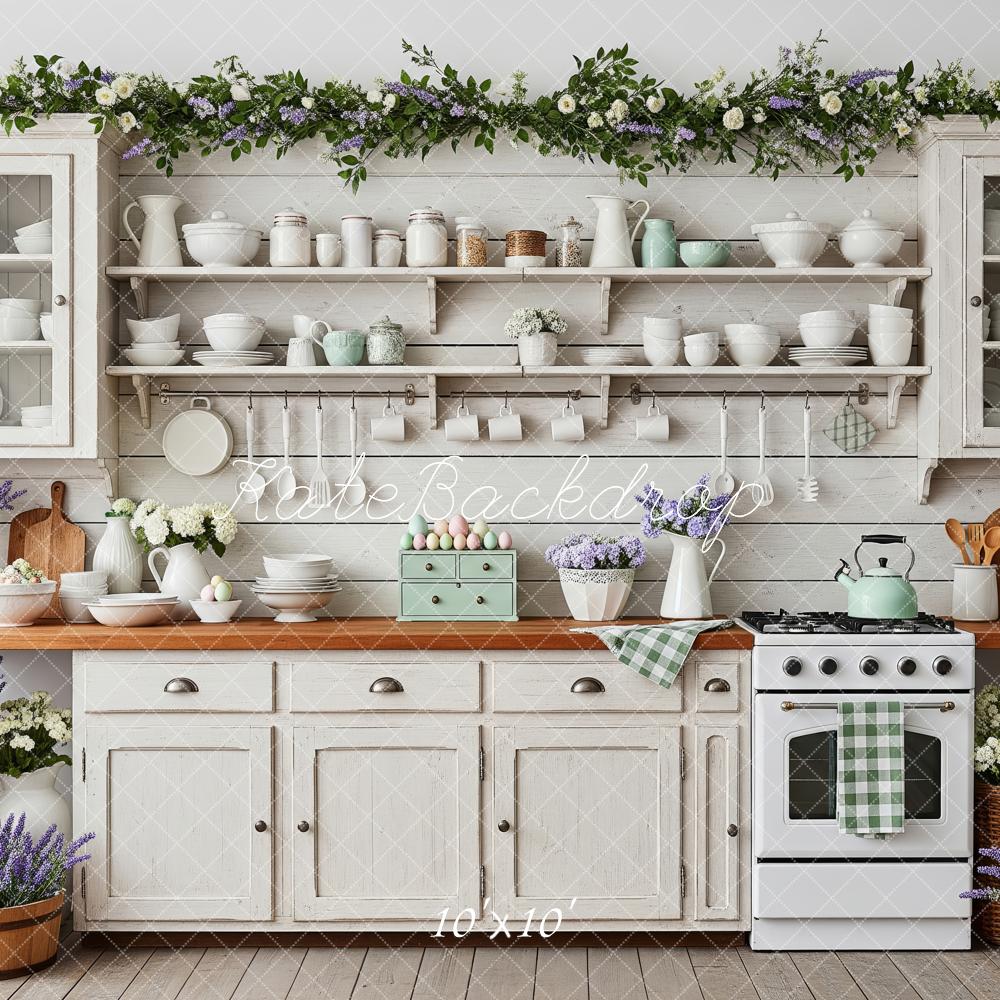 Kate Rustic Kitchen Lavender White Cabinets Backdrop Designed by Patty Robert - Image 7