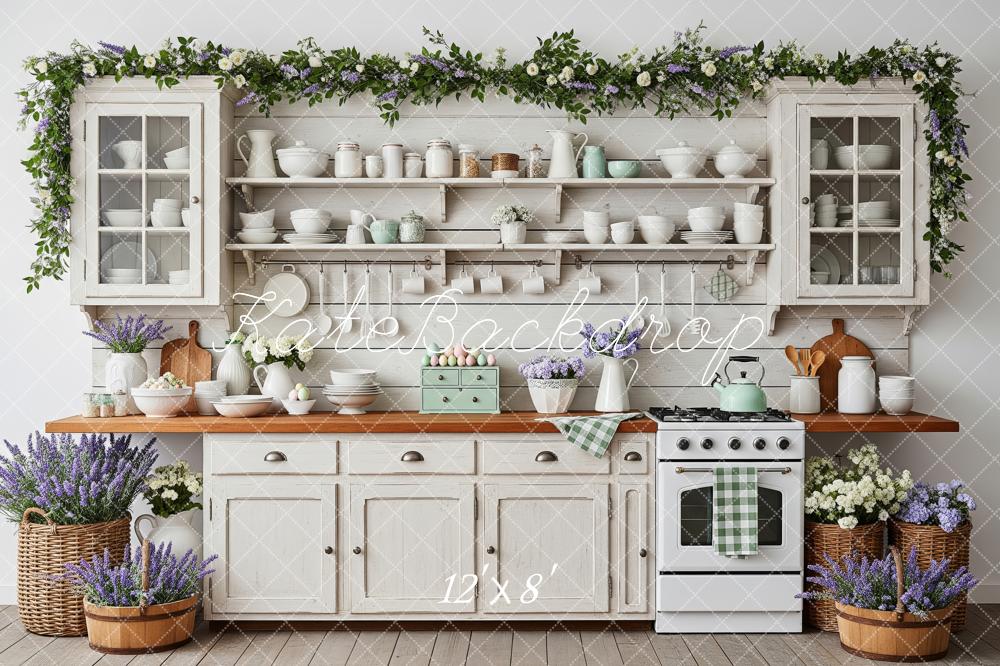 Kate Rustic Kitchen Lavender White Cabinets Backdrop Designed by Patty Robert - Image 8