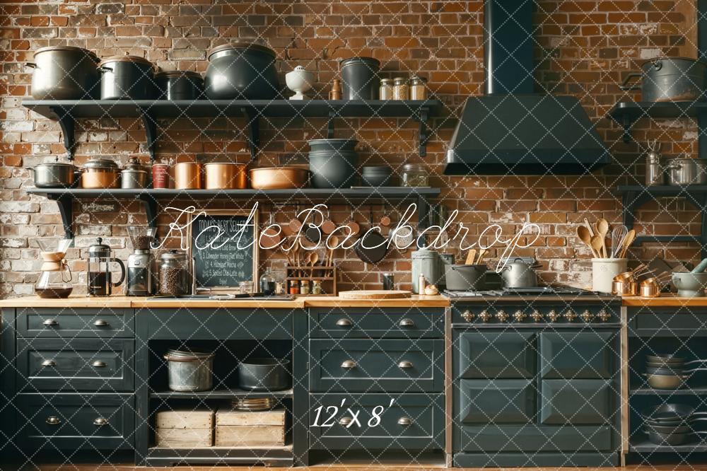 Kate Rustic Kitchen Utensils Brick Wall Backdrop Designed by Chain Photography - Image 8