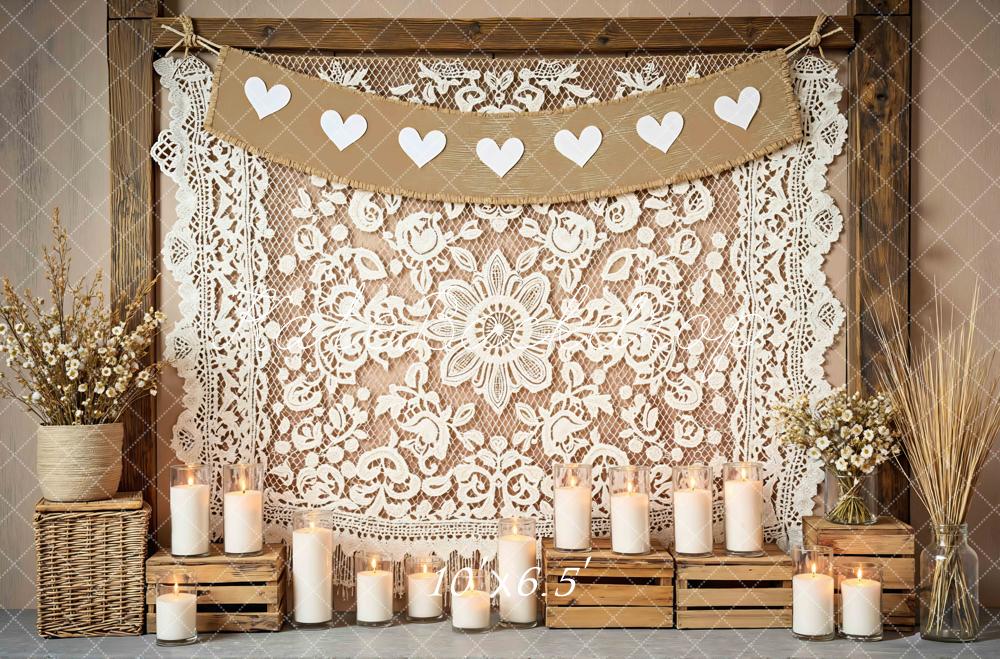 Kate Rustic Lace Hearts Candles Backdrop Designed by Mini MakeBelieve - Image 4