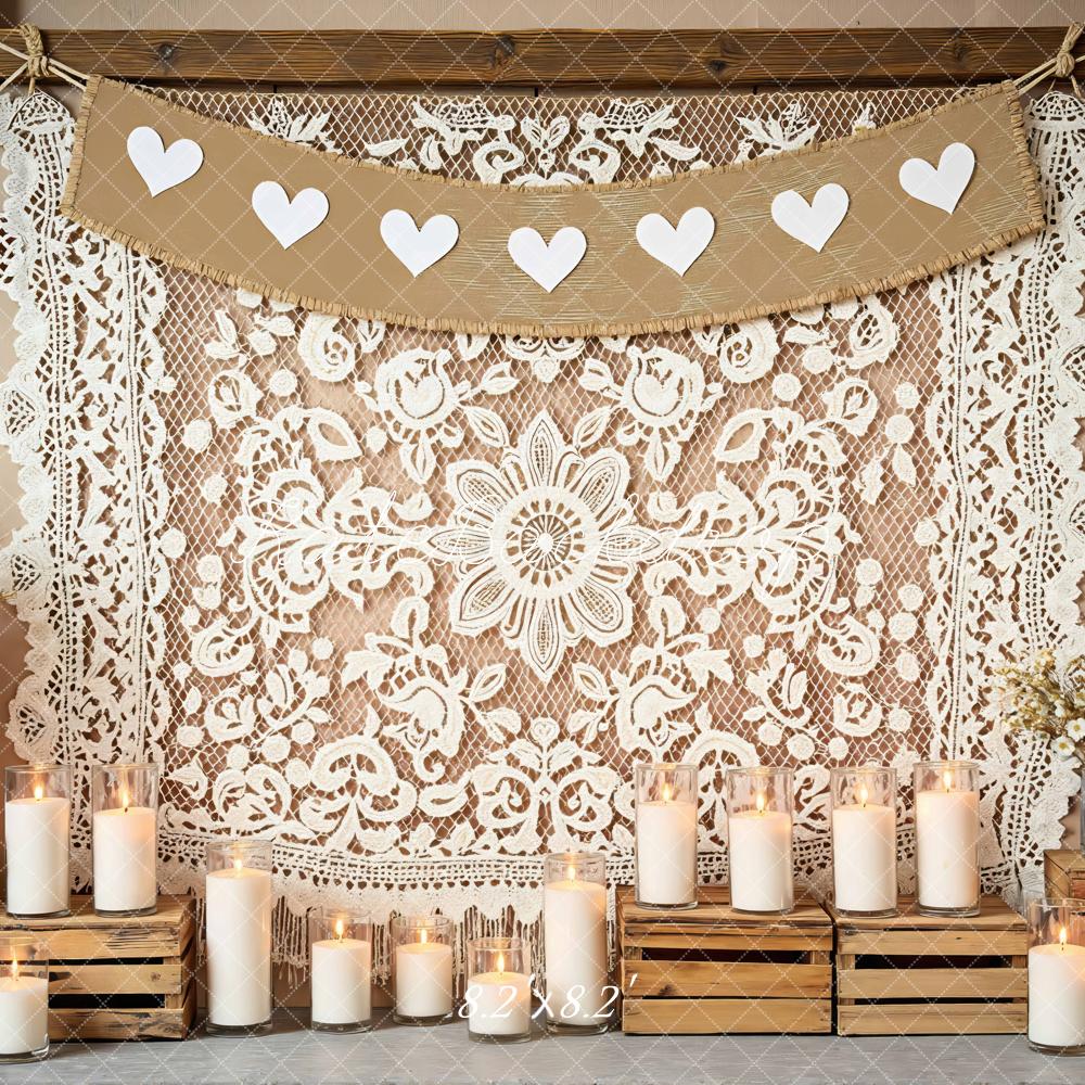 Kate Rustic Lace Hearts Candles Backdrop Designed by Mini MakeBelieve - Image 5