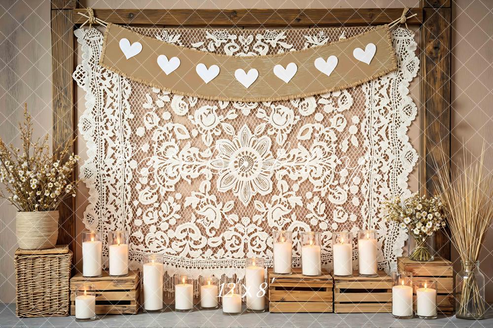 Kate Rustic Lace Hearts Candles Backdrop Designed by Mini MakeBelieve - Image 8