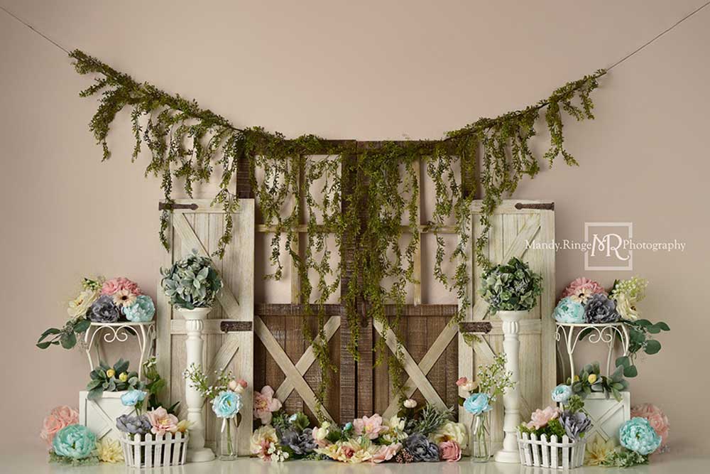 Kate Rustic Pastel Spring Floral Backdrop Designed by Mandy Ringe Photography - Image 2