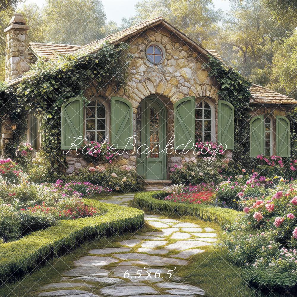 Kate Rustic Stone Cottage Garden Path Backdrop Designed by Mini MakeBelieve - Image 2