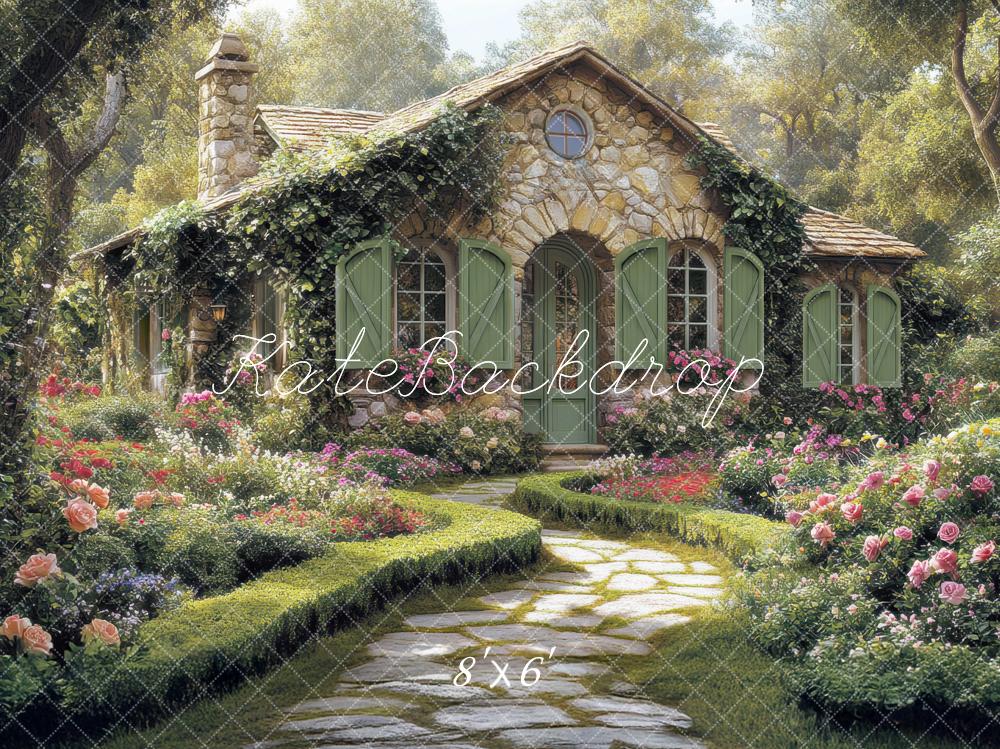 Kate Rustic Stone Cottage Garden Path Backdrop Designed by Mini MakeBelieve - Image 3
