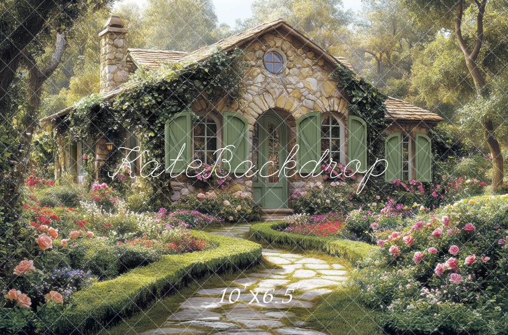 Kate Rustic Stone Cottage Garden Path Backdrop Designed by Mini MakeBelieve - Image 4