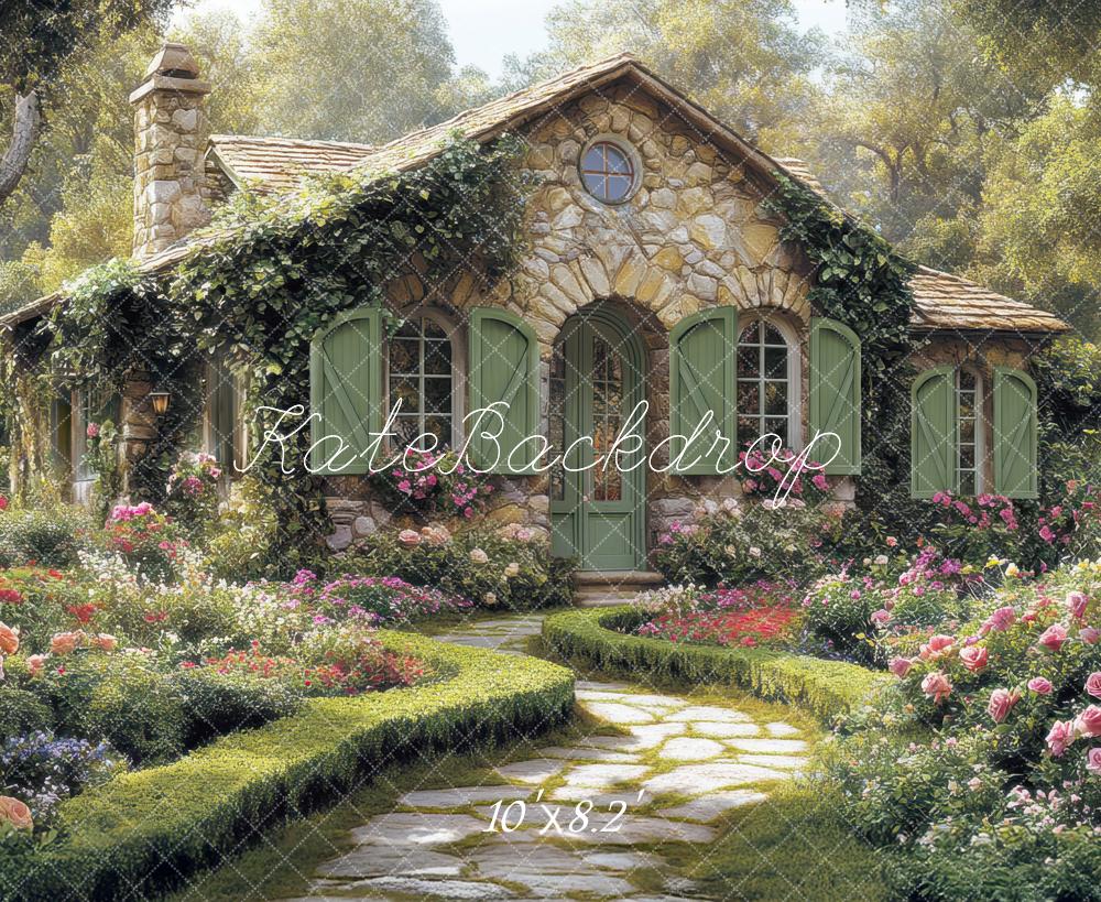 Kate Rustic Stone Cottage Garden Path Backdrop Designed by Mini MakeBelieve - Image 5