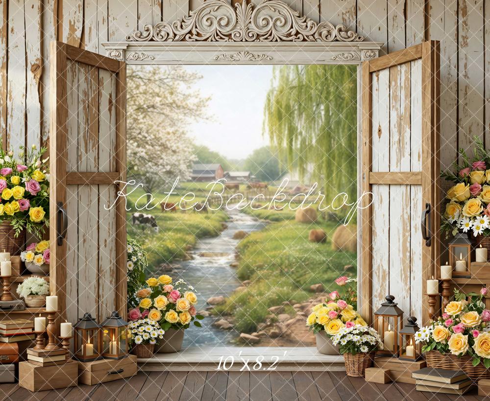 Kate Spring Rustic Window Flowers Stream Backdrop Designed by Mini MakeBelieve - Image 6