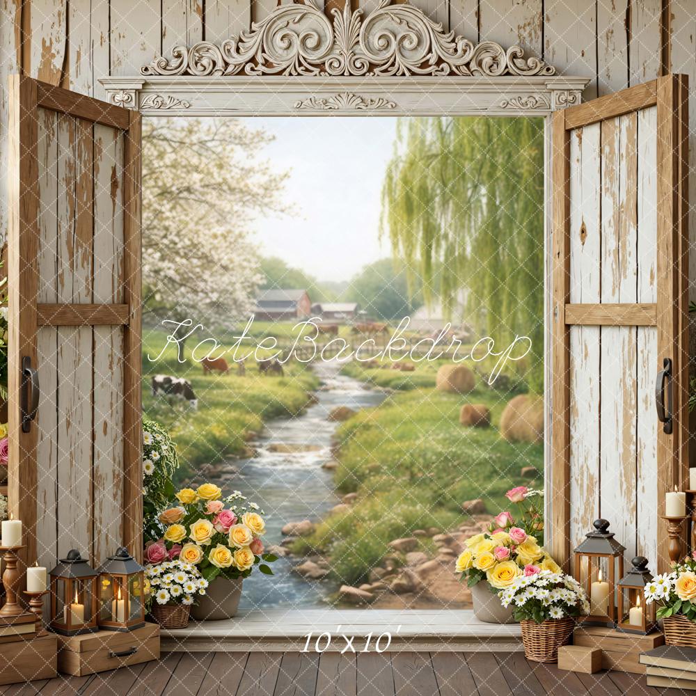 Kate Spring Rustic Window Flowers Stream Backdrop Designed by Mini MakeBelieve - Image 7