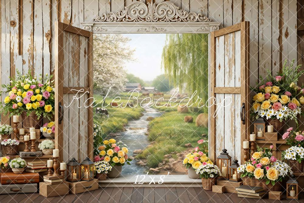 Kate Spring Rustic Window Flowers Stream Backdrop Designed by Mini MakeBelieve - Image 8