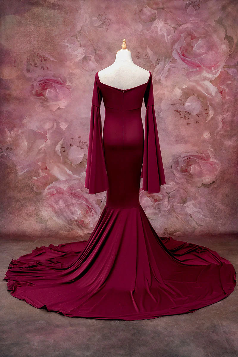 Kate Satin Bell Sleeves Maternity Photoshoot Dress - Image 7