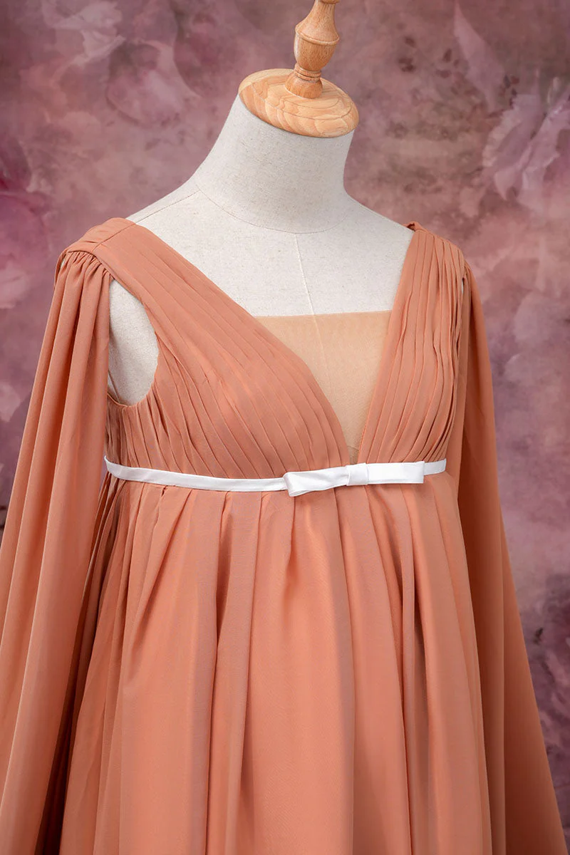 Kate Brown Yellow Satin Maternity Photoshoot Dress - Image 3