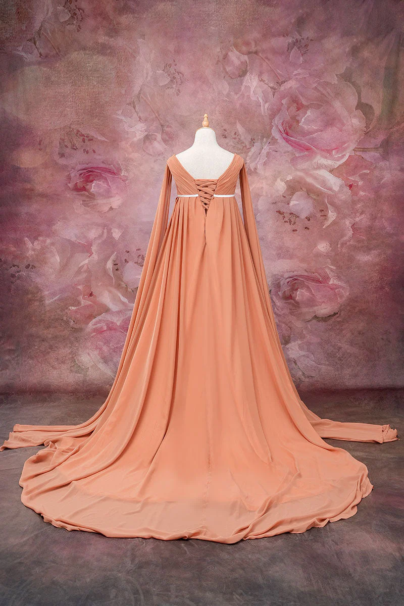 Kate Brown Yellow Satin Maternity Photoshoot Dress - Image 5