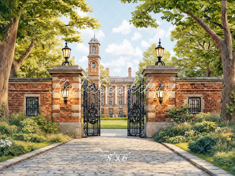 Kate Spring School Gate Cobblestone Pathway Backdrop Designed by Chain Photography - Image 3