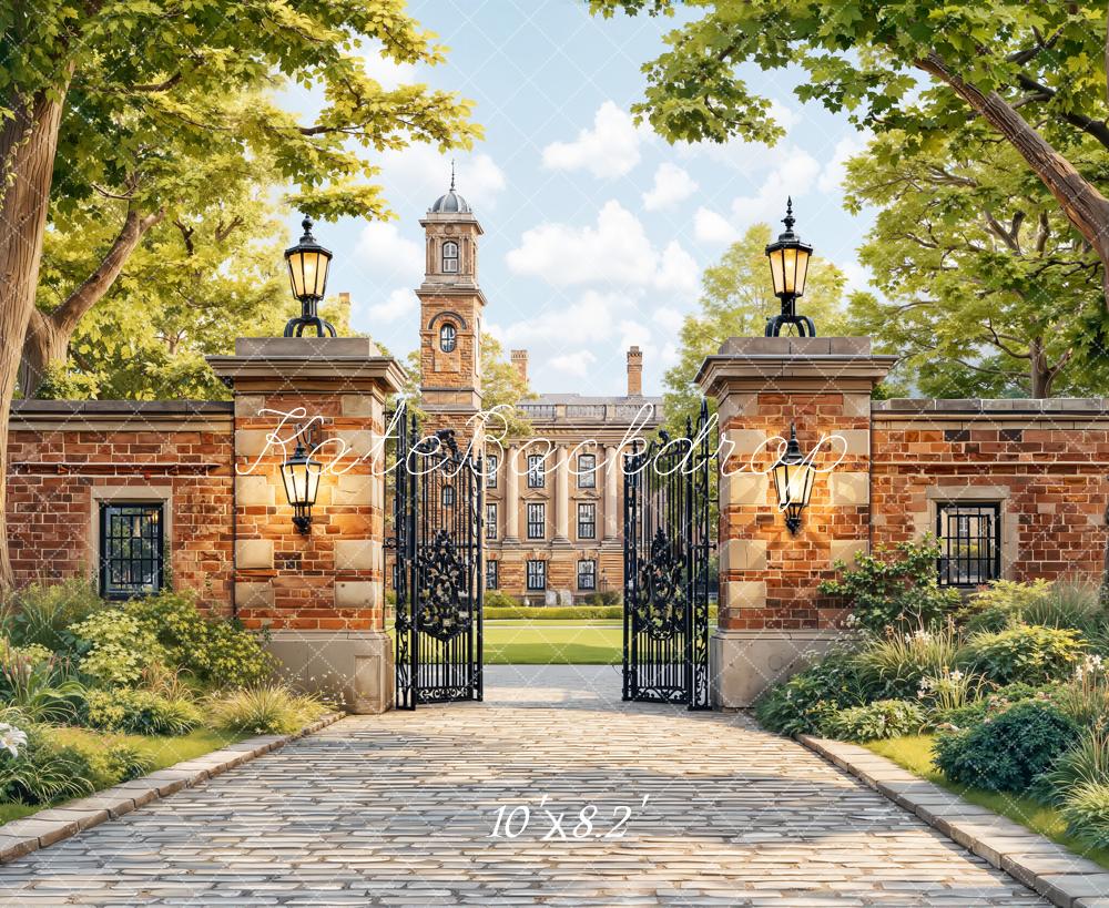 Kate Spring School Gate Cobblestone Pathway Backdrop Designed by Chain Photography - Image 6