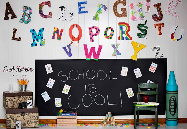 Kate School is Cool Children Blackboard Backdrop for Photography Designed by Erin Larkins