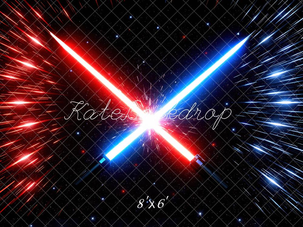 Kate Sci Fi Red Blue Swords Space Backdrop Designed by Mini MakeBelieve - Image 3