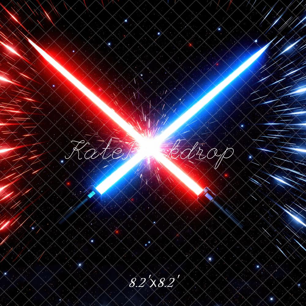 Kate Sci Fi Red Blue Swords Space Backdrop Designed by Mini MakeBelieve - Image 5