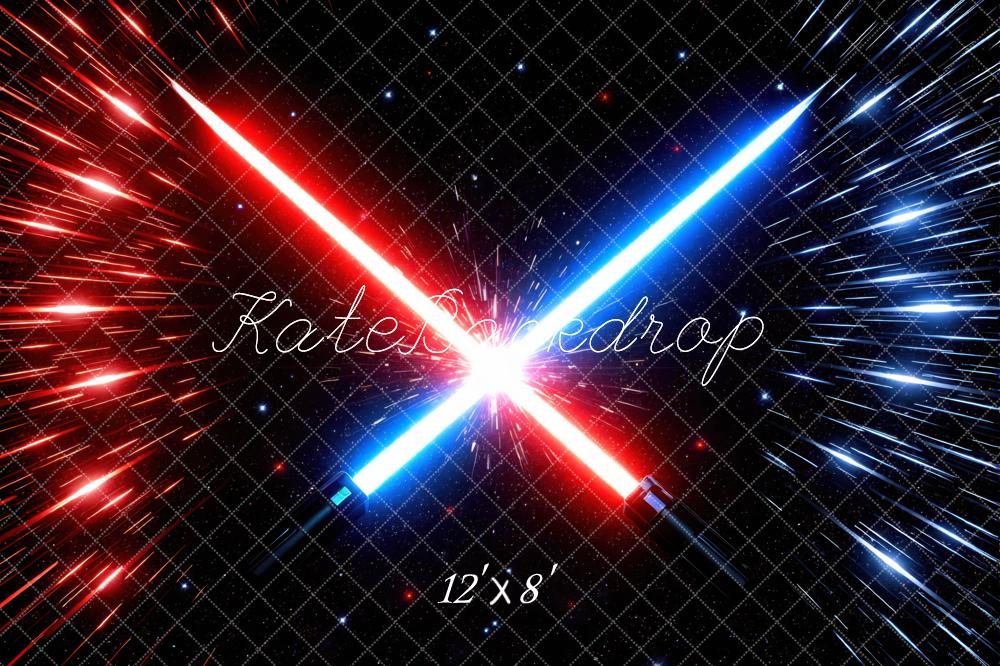 Kate Sci Fi Red Blue Swords Space Backdrop Designed by Mini MakeBelieve - Image 8
