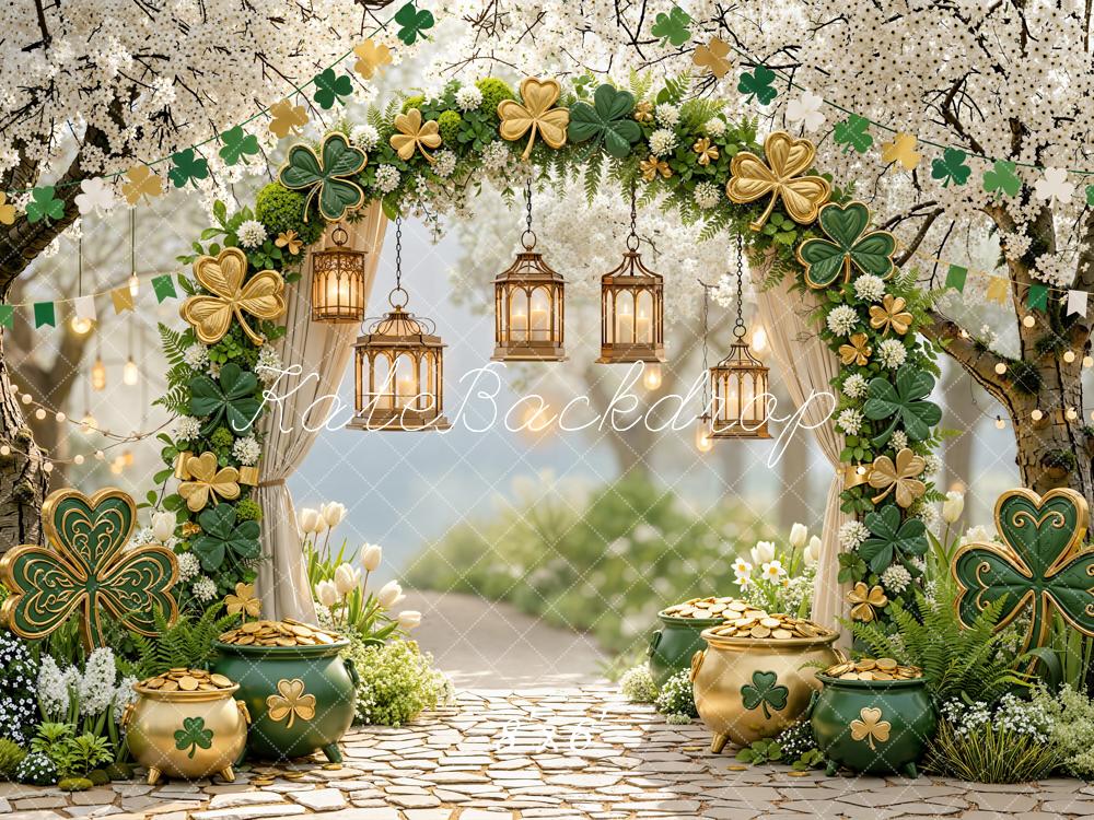 Kate Shamrock Arch Gold Pots Cobblestone Backdrop Designed by Emstselch - Image 3
