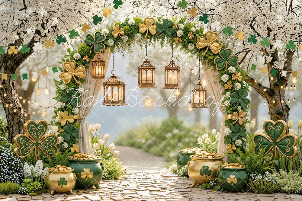 Kate Shamrock Arch Gold Pots Cobblestone Backdrop Designed by Emstselch - Image 4