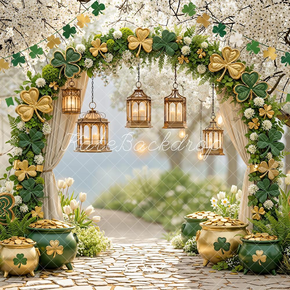 Kate Shamrock Arch Gold Pots Cobblestone Backdrop Designed by Emstselch - Image 5