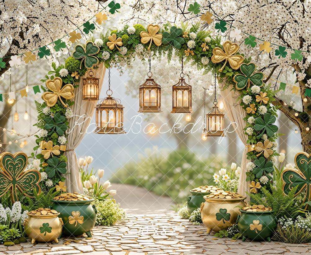 Kate Shamrock Arch Gold Pots Cobblestone Backdrop Designed by Emstselch - Image 6