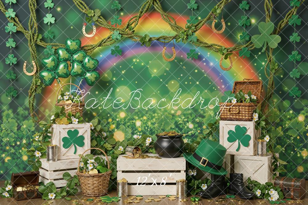 Kate Shamrock Rainbow Horseshoe Green Backdrop Designed by Emstselch - Image 8