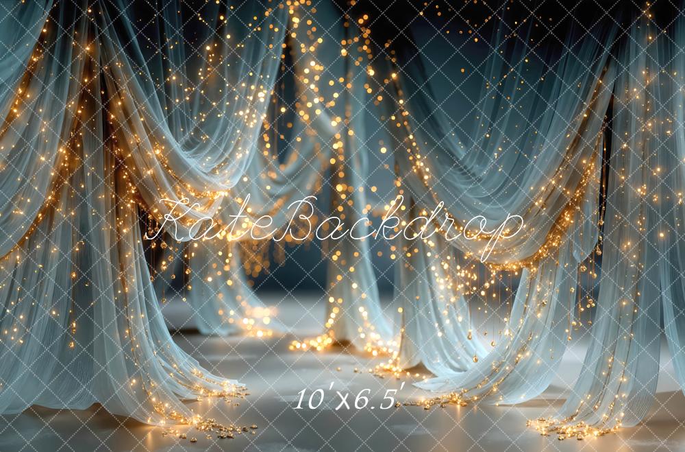 Kate Sheer Curtains Fairy Lights Blue Backdrop Designed by Mini MakeBelieve - Image 4