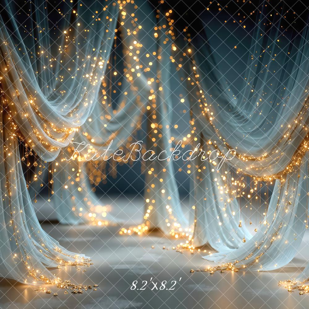 Kate Sheer Curtains Fairy Lights Blue Backdrop Designed by Mini MakeBelieve - Image 5